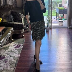 Ann Taylor Black and Gold Mini Skirt